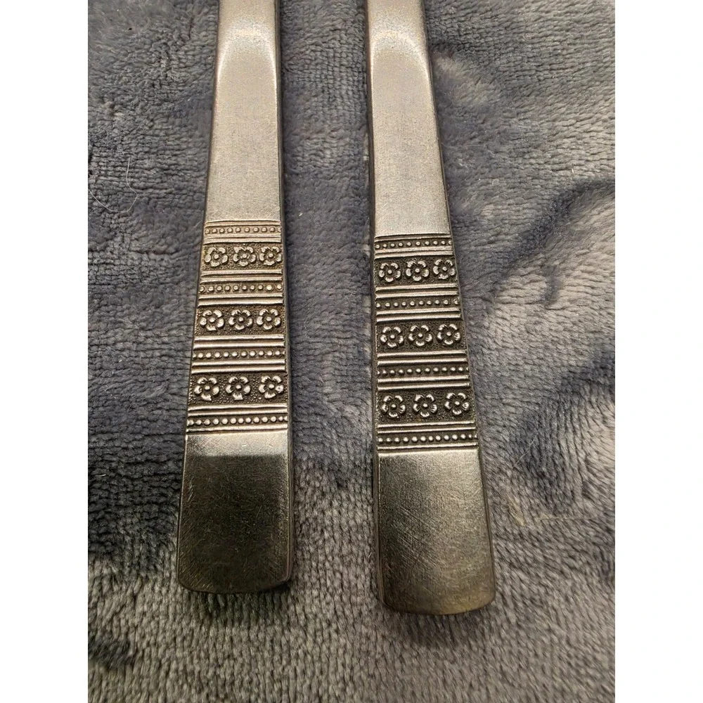 Vintage Danika by MSI, Japan Stainless Steel Dinner Knives Floral Set of 2